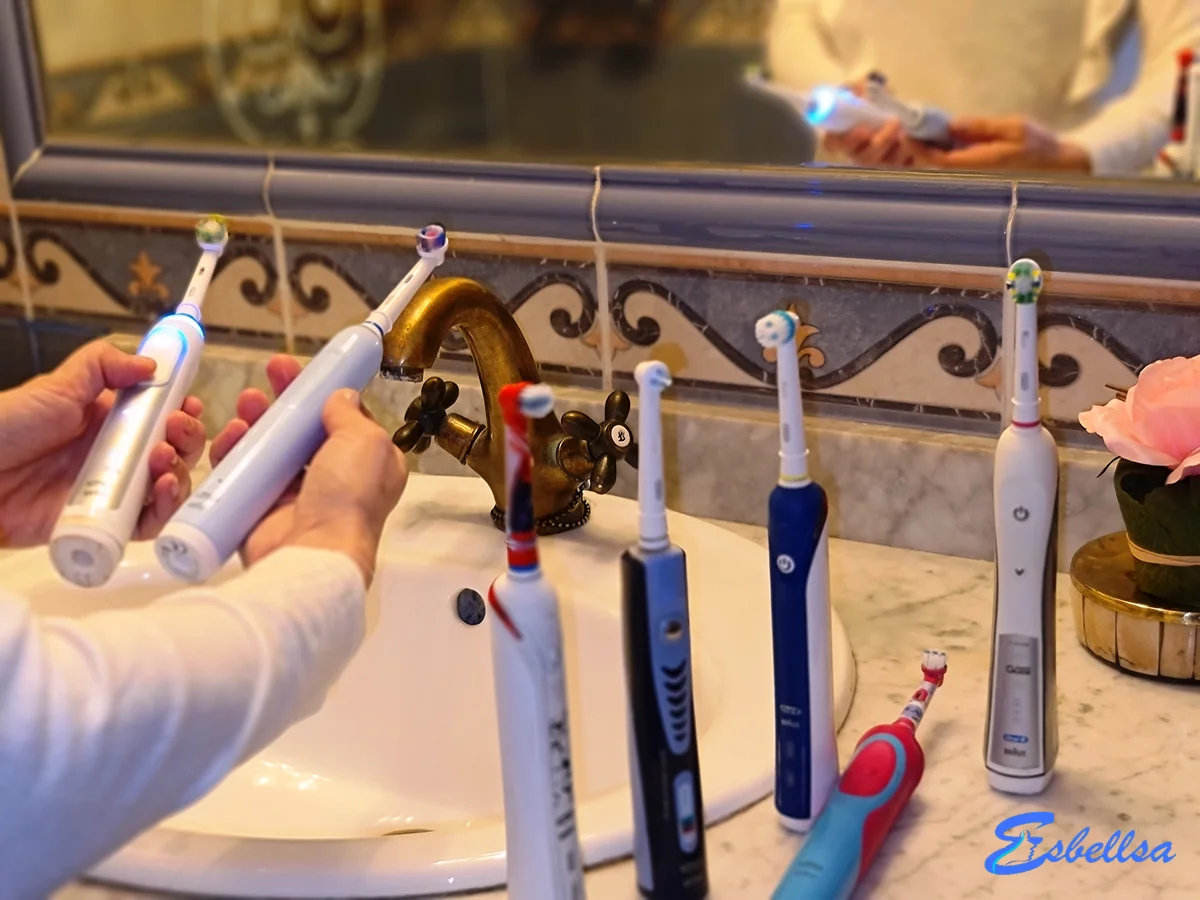 ensaio de escovas de dentes eléctricas
