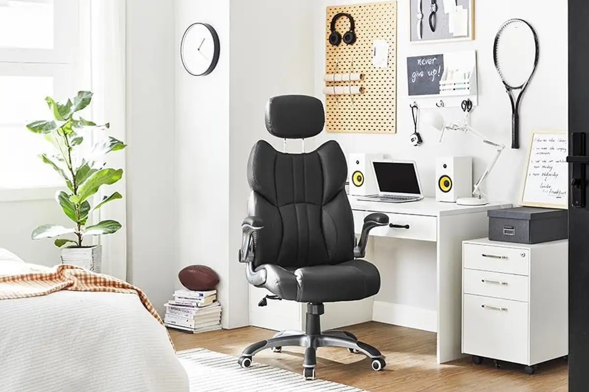 cadeira ergonómica Songmics OBG65BK em pele sintética com encosto alto