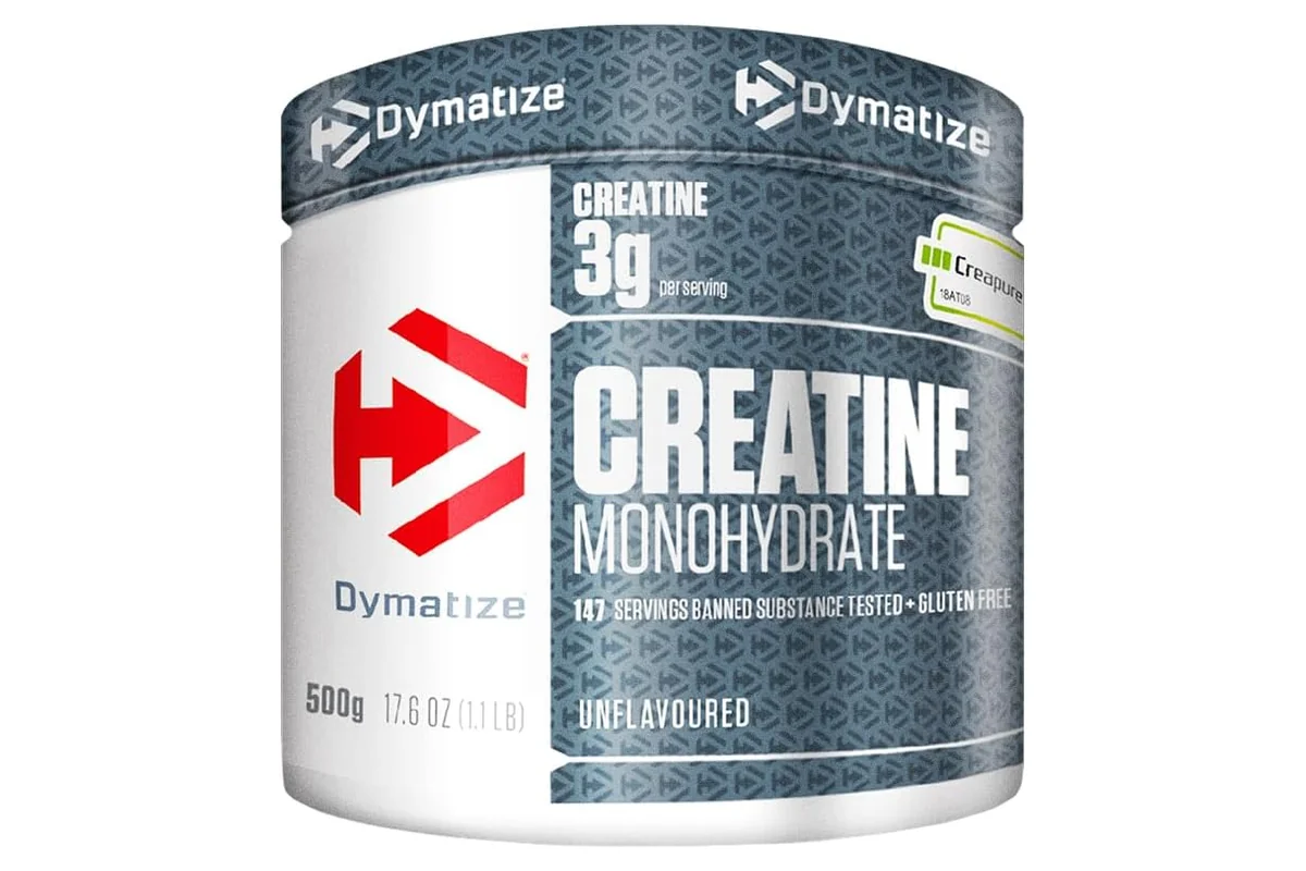 Frasco de creatina monohidratada Creapure da Dymatize de 500 gramas
