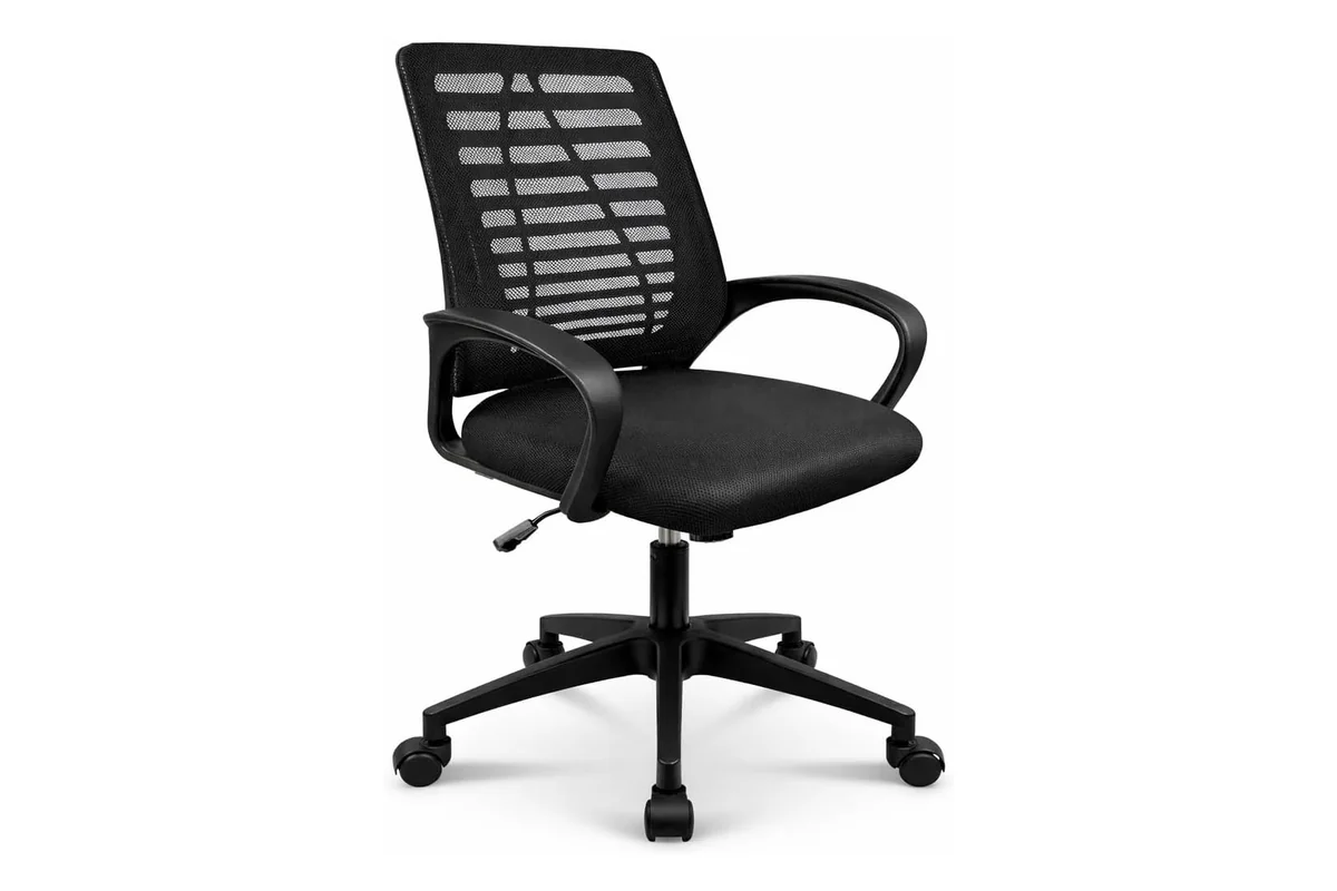 Cadeira de escritório ergonómica T-LoVendo com encosto de malha e apoios de braço fixos
